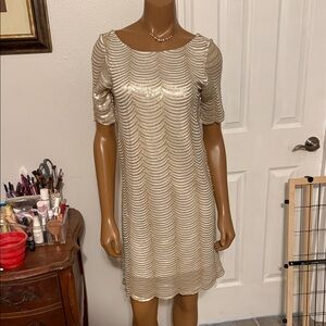 Charlotte Russe Shimmering Gold Wave Midi Dress